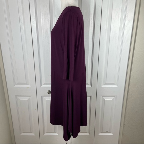 Eileen Fisher Tunic Dress Women’s L Purple Burgundy Flowy 3/4 Sleeve Relaxed Fit - Picture 8 of 15